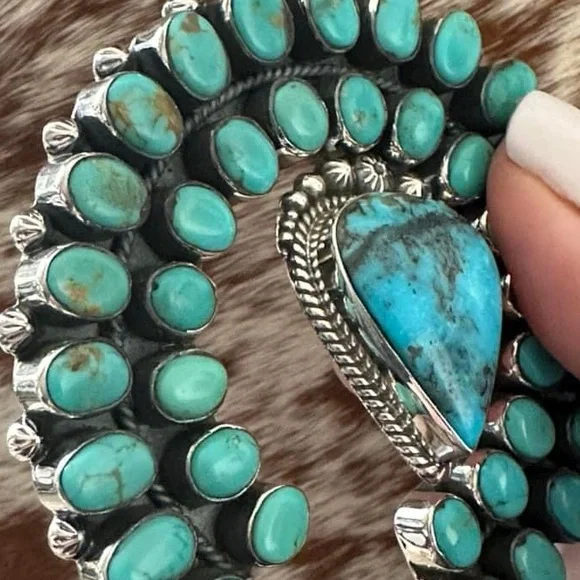 Sold ❤️ Turquoise mega naja southwestern sterling silver naja - Picture 4 of 10